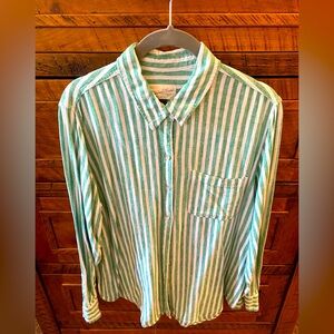 Green and white striped long sleeve shirt